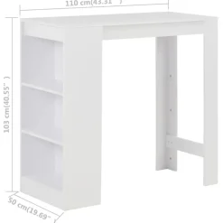 Bartafels-vidaXL - Bartafel - Wit - Bewerkt hout