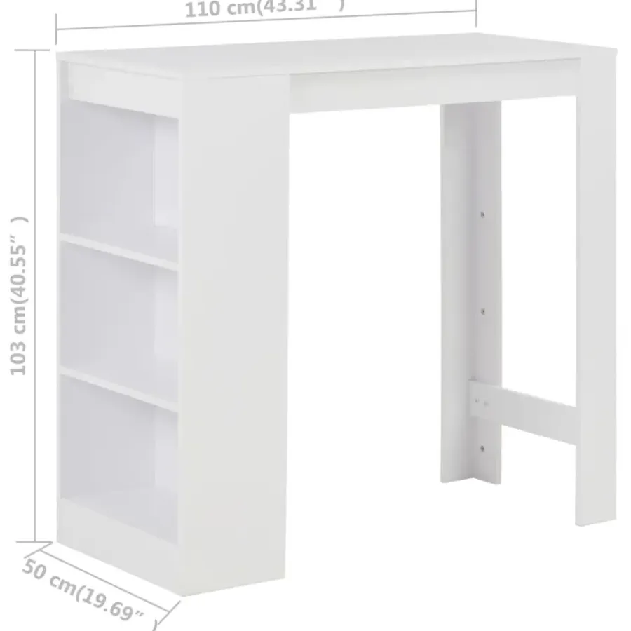 Bartafels-vidaXL - Bartafel - Wit - Bewerkt hout