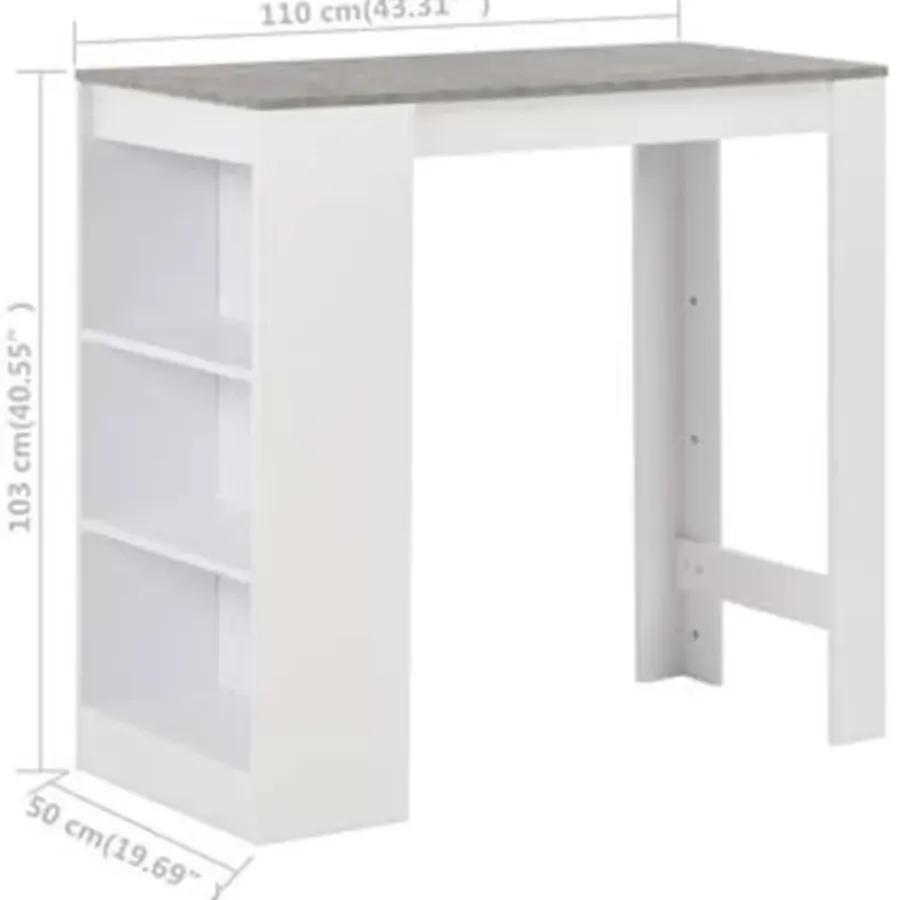 Bartafels-vidaXL - Bartafel - Wit - Bewerkt hout