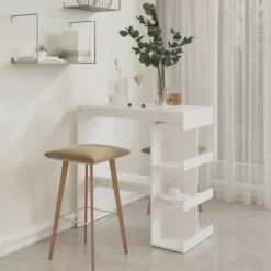 vidaXL - Bartafel - Wit - Bewerkt hout