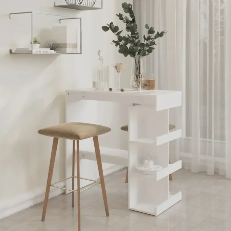 vidaXL - Bartafel - Wit - Bewerkt hout