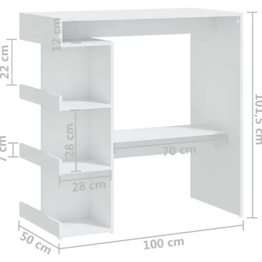 vidaXL - Bartafel - Wit - Bewerkt hout