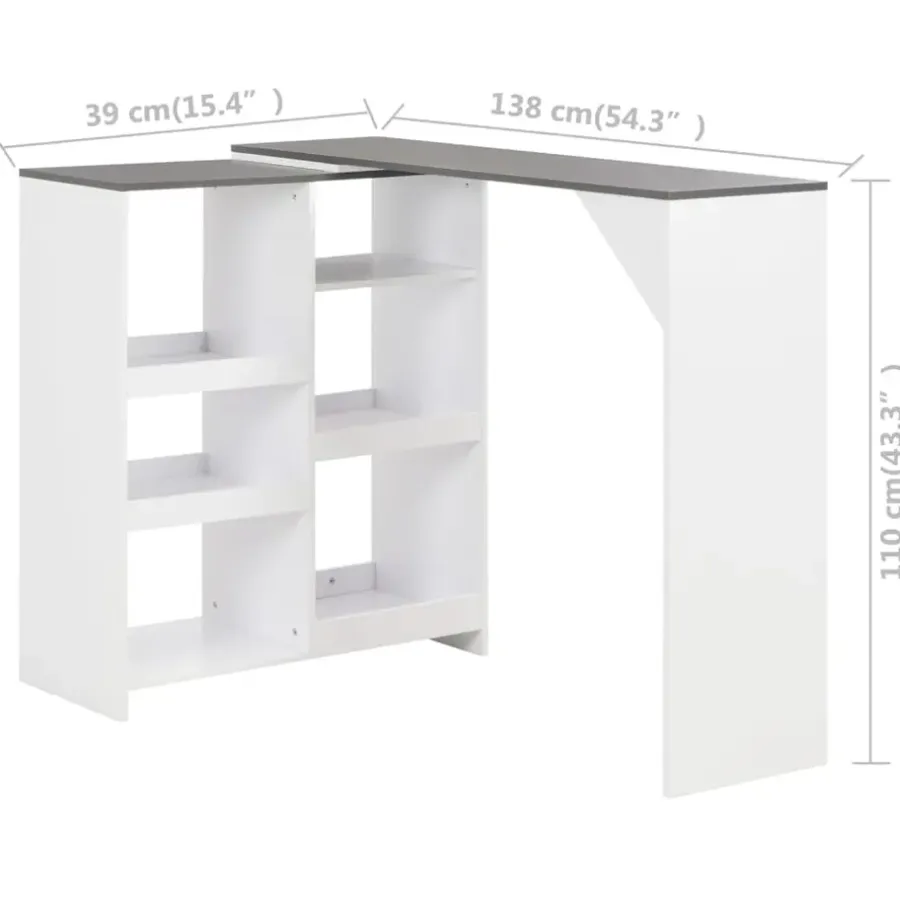 Bartafels-vidaXL - Bartafel - Wit - Bewerkt hout