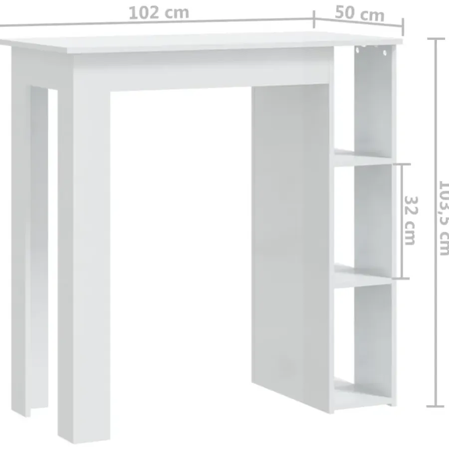 vidaXL - Bartafel - Wit - Bewerkt hout