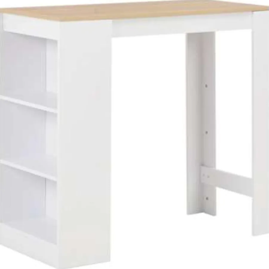 vidaXL - Bartafel - Wit - Bewerkt hout