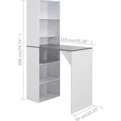 Bartafels-vidaXL - Bartafel - Wit - Bewerkt hout