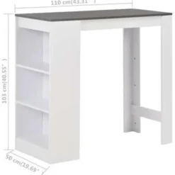 vidaXL - Bartafel - Wit - Bewerkt hout
