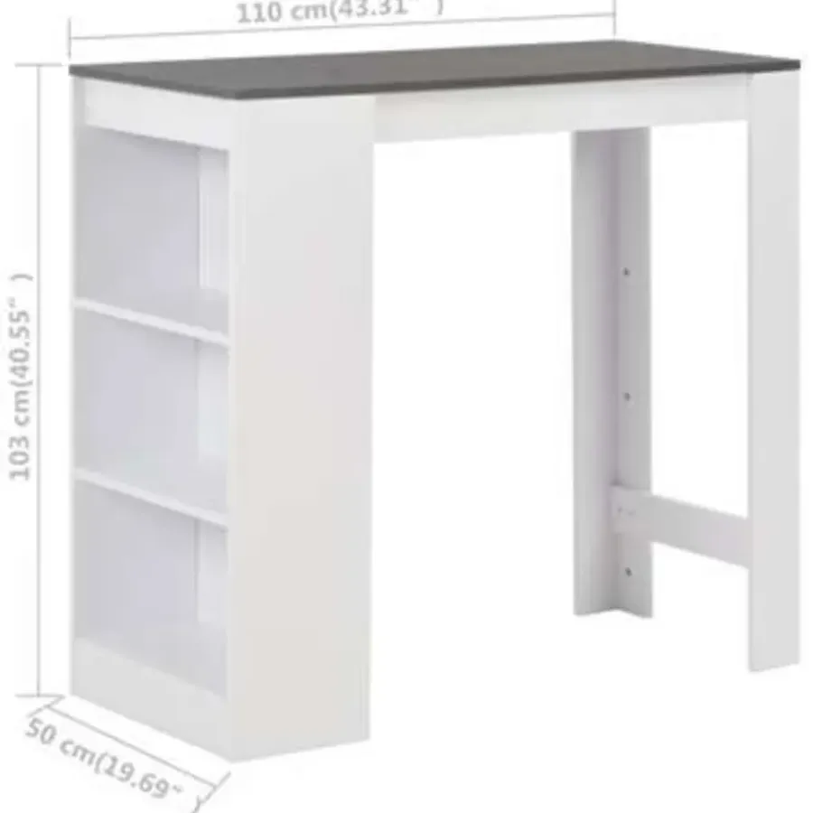 vidaXL - Bartafel - Wit - Bewerkt hout