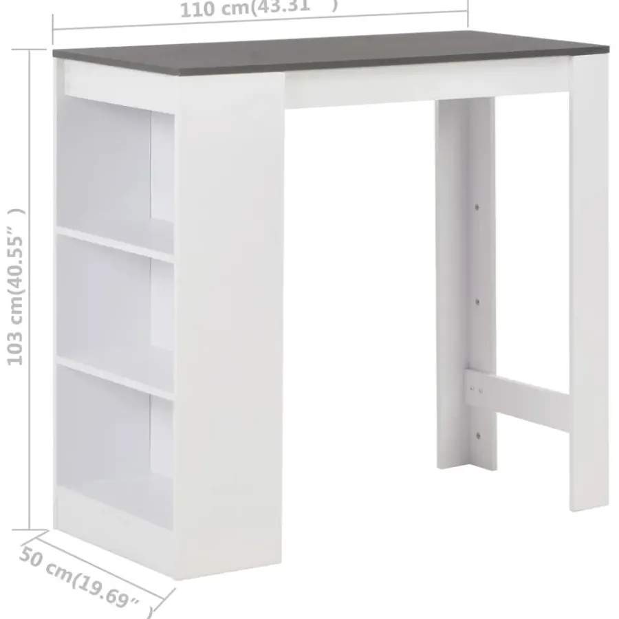 vidaXL - Bartafel - Wit - Bewerkt hout