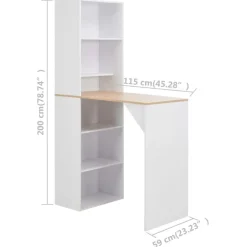vidaXL - Bartafel - Wit - Bewerkt hout