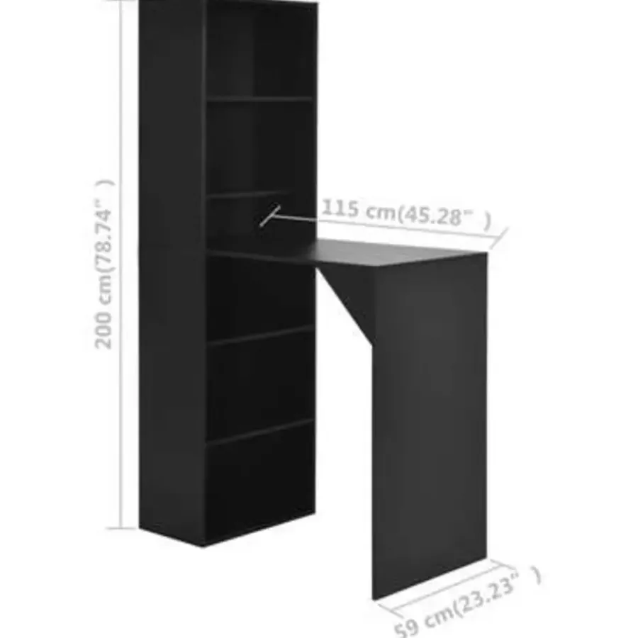 Bartafels-vidaXL - Bartafel - Zwart - Bewerkt hout