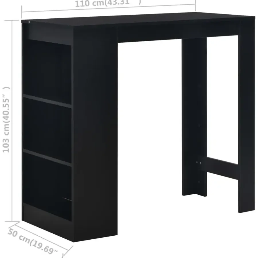 Bartafels-vidaXL - Bartafel - Zwart - Bewerkt hout
