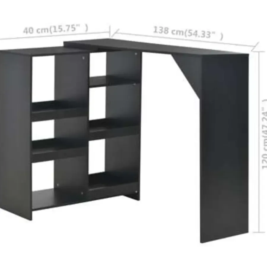 Bartafels-vidaXL - Bartafel - Zwart - Bewerkt hout