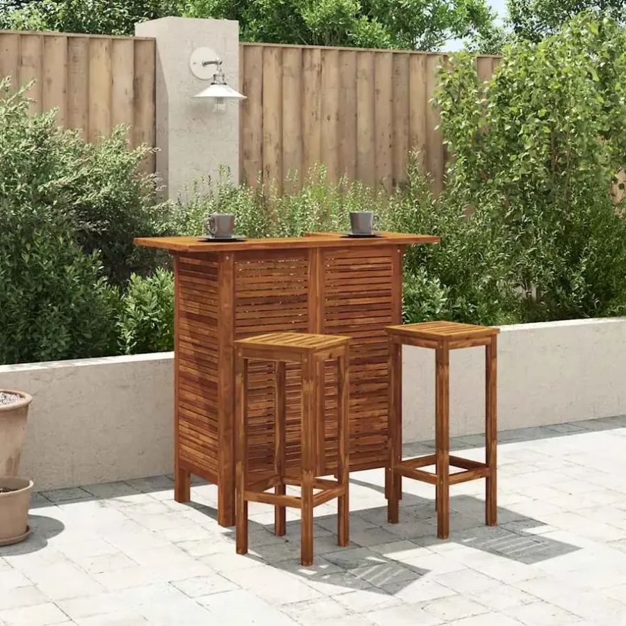 vidaXL - Bartafel En -stoelenset - Bruin - Acaciahout