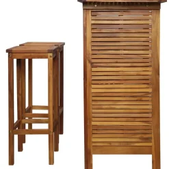 vidaXL - Bartafel En -stoelenset - Bruin - Acaciahout