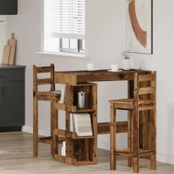Bartafels-vidaXL - Bartafel met opbergruimte - Oud hout - Bewerkt hout - 100x48 cm