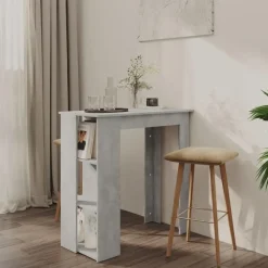 Bartafels-vidaXL - Bartafel met opbergruimte - Betongrijs - Bewerkt hout - 102x50 cm