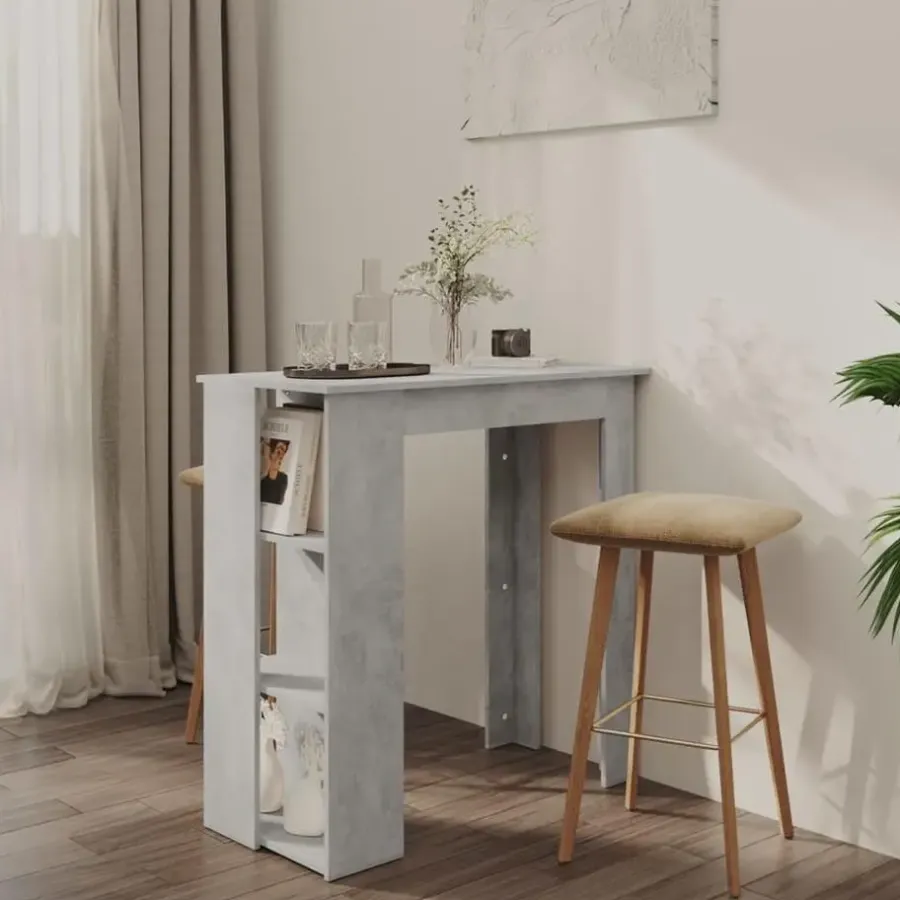 Bartafels-vidaXL - Bartafel met opbergruimte - Betongrijs - Bewerkt hout - 102x50 cm