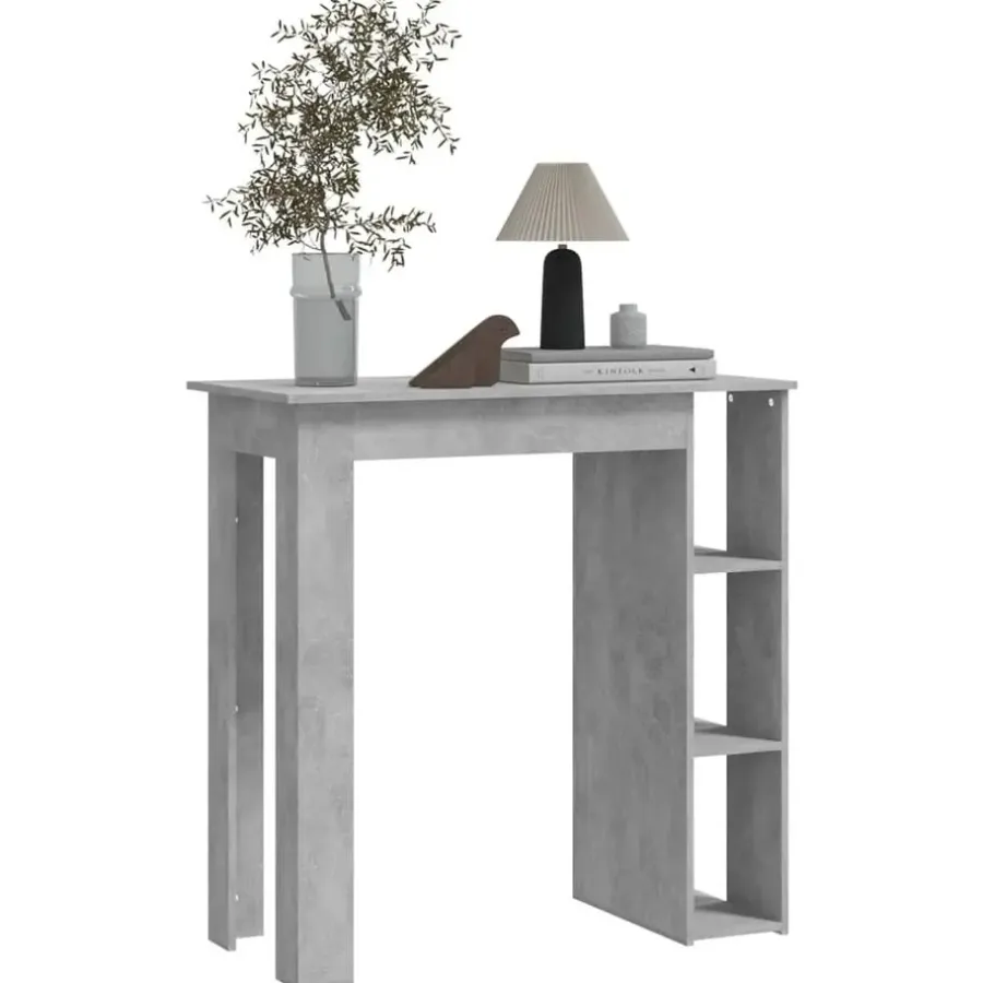 Bartafels-vidaXL - Bartafel met opbergruimte - Betongrijs - Bewerkt hout - 102x50 cm