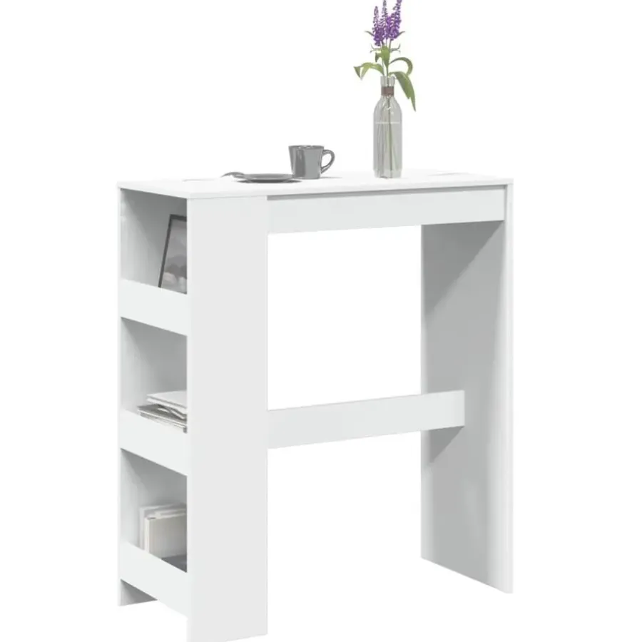 Bartafels-vidaXL - Bartafel met opbergruimte - Wit - Bewerkt hout - 90x43 cm