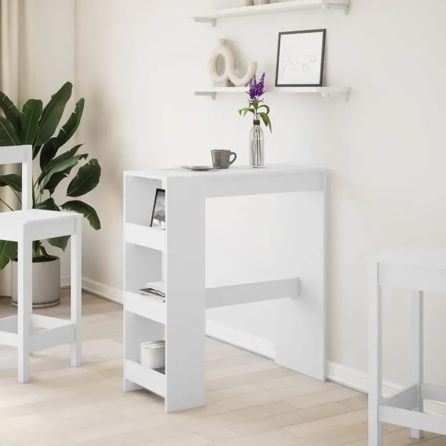 Bartafels-vidaXL - Bartafel met opbergruimte - Wit - Bewerkt hout - 90x43 cm