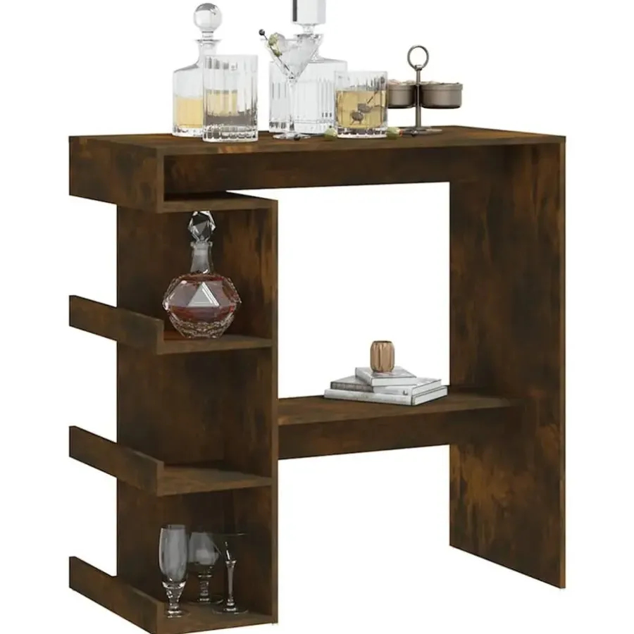 vidaXL - Bartafel met opbergruimte - Gerookt eiken - Bewerkt hout - 100x50 cm