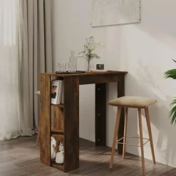 Bartafels-vidaXL - Bartafel met opbergruimte - Gerookt eiken - Bewerkt hout - 102x50 cm