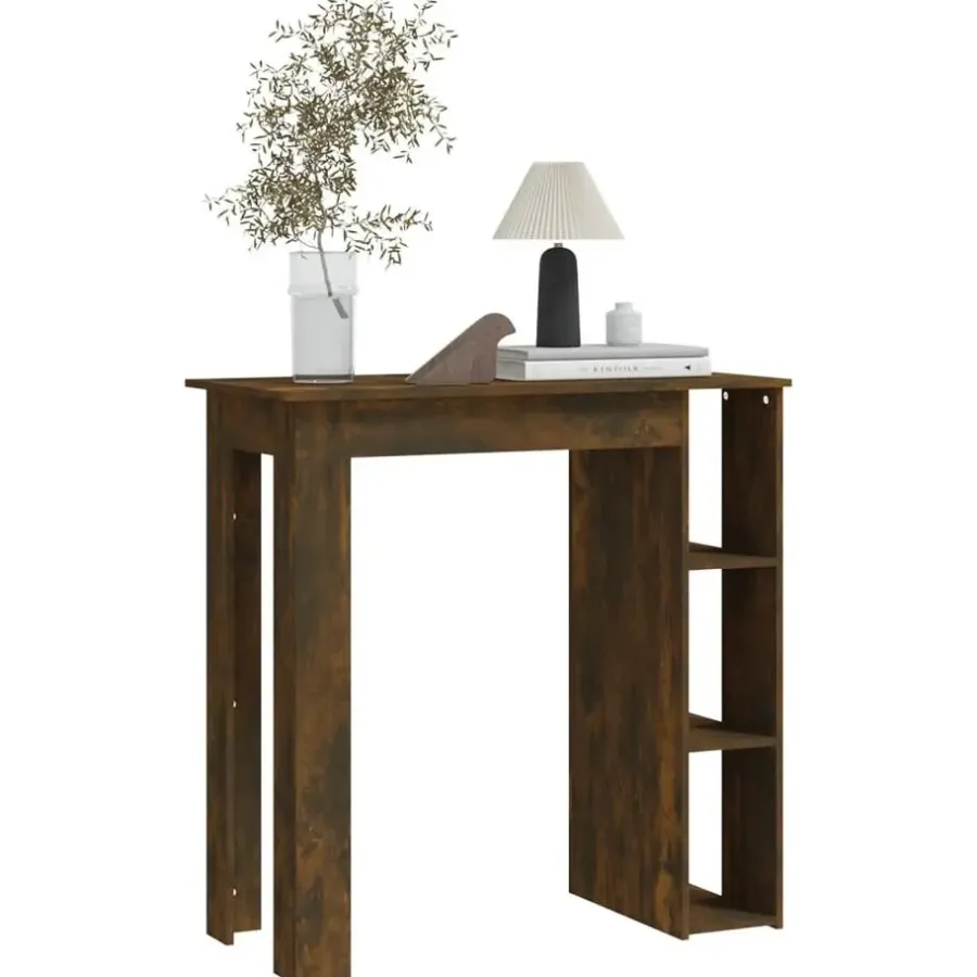 Bartafels-vidaXL - Bartafel met opbergruimte - Gerookt eiken - Bewerkt hout - 102x50 cm
