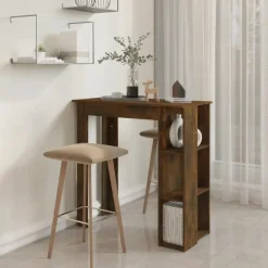 Bartafels-vidaXL - Bartafel met opbergruimte - Gerookt eiken - Bewerkt hout - 102x50 cm