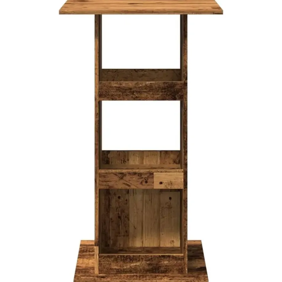 Bartafels-vidaXL - Bartafel met opbergruimte - Oud hout - Bewerkt hout - 60x60x102 cm