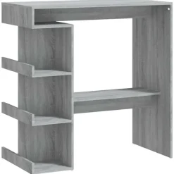 Bartafels-vidaXL - Bartafel met schappen - Grijs sonoma eiken - Bewerkt hout - 100x50 cm