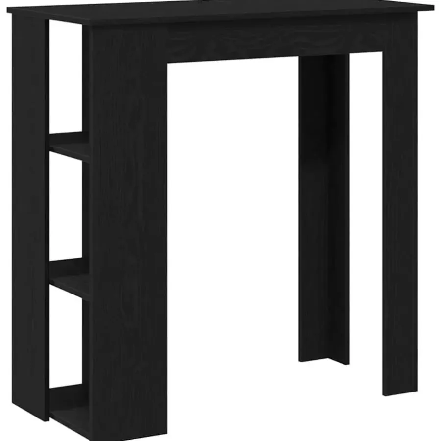 Bartafels-vidaXL - Bartafel met schappen - Zwart eiken - Bewerkt hout - 102x50 cm