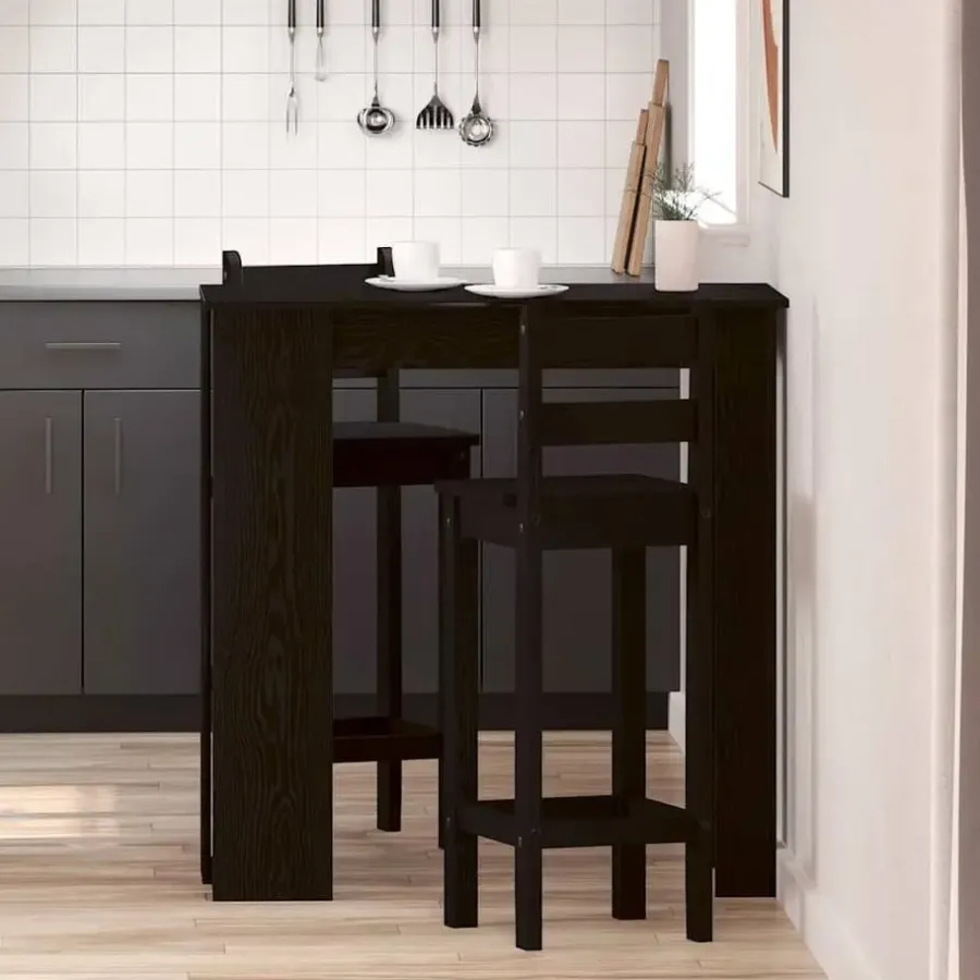 Bartafels-vidaXL - Bartafel met schappen - Zwart eiken - Bewerkt hout - 102x50 cm