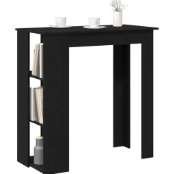 Bartafels-vidaXL - Bartafel met schappen - Zwart eiken - Bewerkt hout - 102x50 cm