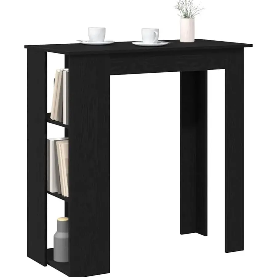 Bartafels-vidaXL - Bartafel met schappen - Zwart eiken - Bewerkt hout - 102x50 cm