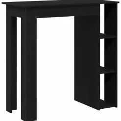 Bartafels-vidaXL - Bartafel met schappen - Zwart eiken - Bewerkt hout - 102x50 cm