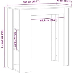 Bartafels-vidaXL - Bartafel met schappen - Zwart eiken - Bewerkt hout - 102x50 cm