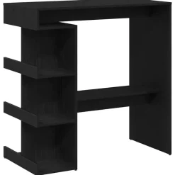 Bartafels-vidaXL - Bartafel met schappen - Zwart eiken - Bewerkt hout - 100x48 cm