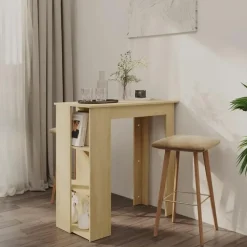 Bartafels-vidaXL - Bartafel met schappen - Sonoma eiken - Bewerkt hout - 102x50 cm