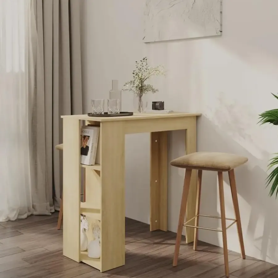 Bartafels-vidaXL - Bartafel met schappen - Sonoma eiken - Bewerkt hout - 102x50 cm