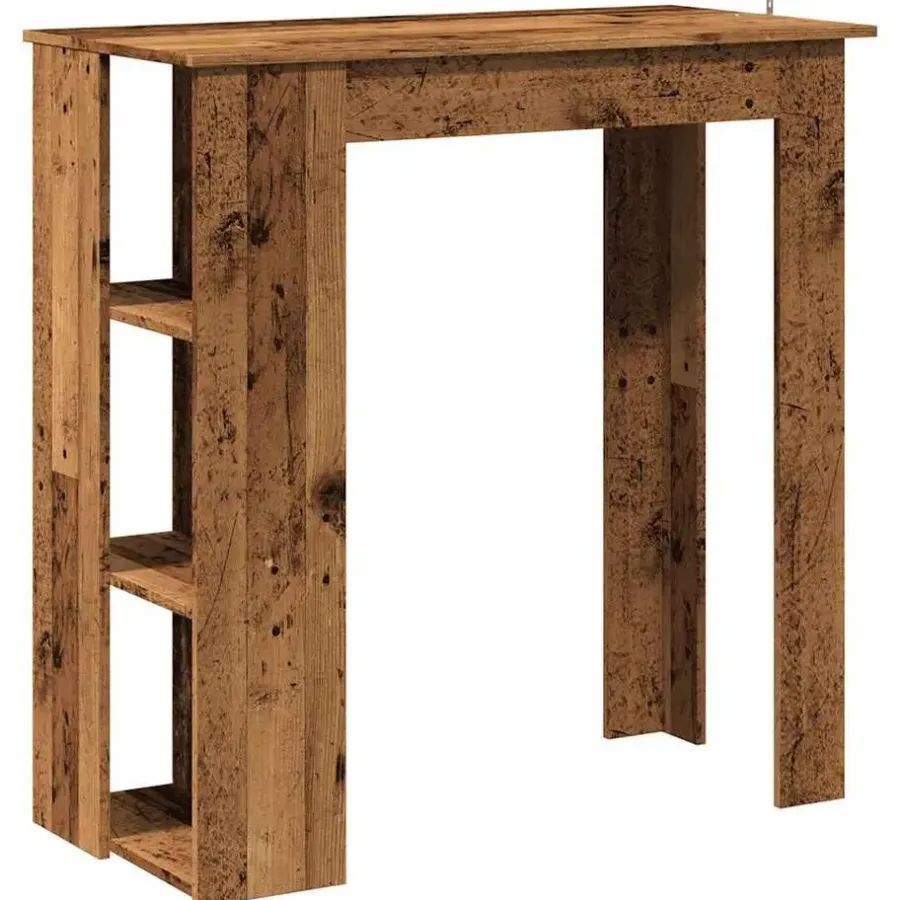 Bartafels-vidaXL - Bartafel met schappen - Oud hout - Bewerkt hout - 102x50 cm