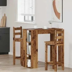 Bartafels-vidaXL - Bartafel met schappen - Oud hout - Bewerkt hout - 102x50 cm