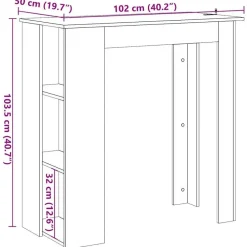 Bartafels-vidaXL - Bartafel met schappen - Oud hout - Bewerkt hout - 102x50 cm