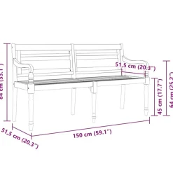 vidaXL - Batavia Tuinbank met beige kussen - Teakhout - 150x51.5x84 cm