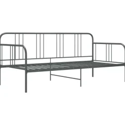 1-Persoons Bedden-vidaXL - Bed - Grijs - Metaal - 90 x 200 cm