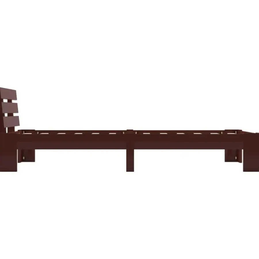 1-Persoons Bedden-vidaXL - Bed frame - Donkerbruin - Grenenhout - 90x200 cm