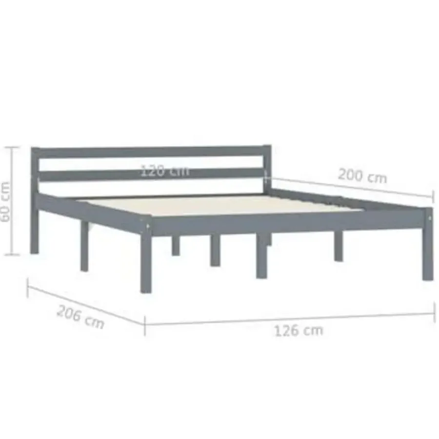 Twijfelaars-vidaXL - Bed frame - Grijs - Massief grenenhout - 120x200 cm