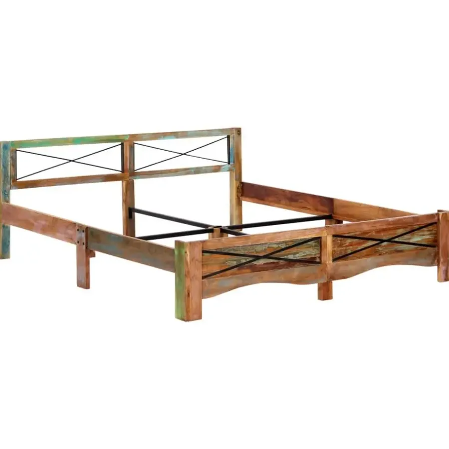 Twijfelaars-vidaXL - Bed frame - Multikleur - Massief gerecycled hout - 180x200 cm
