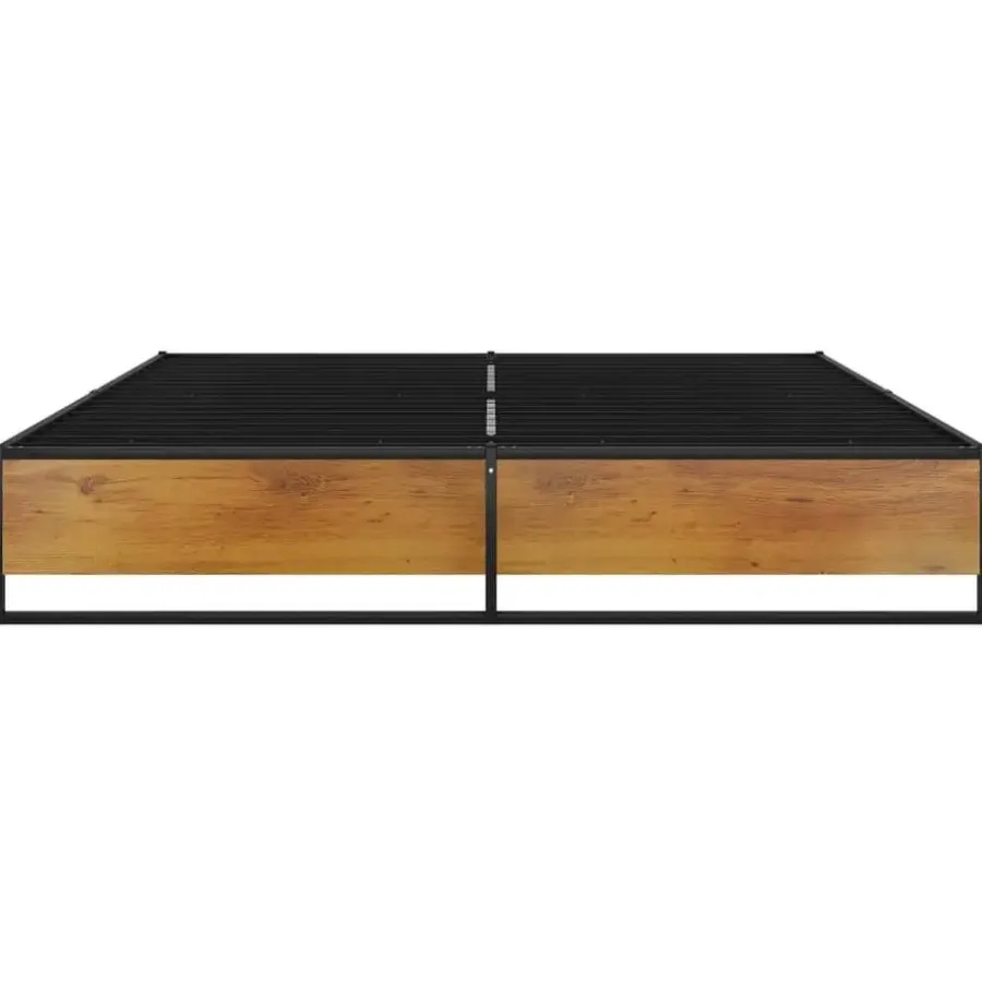 Twijfelaars-vidaXL - Bed frame - Zwart - Metaal en MDF - 140x200 cm