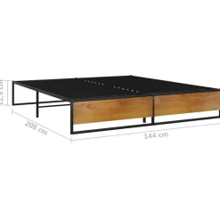 Twijfelaars-vidaXL - Bed frame - Zwart - Metaal en MDF - 140x200 cm